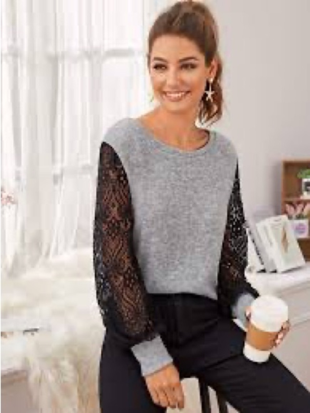 SHEIN Gray Knit Sweater Top